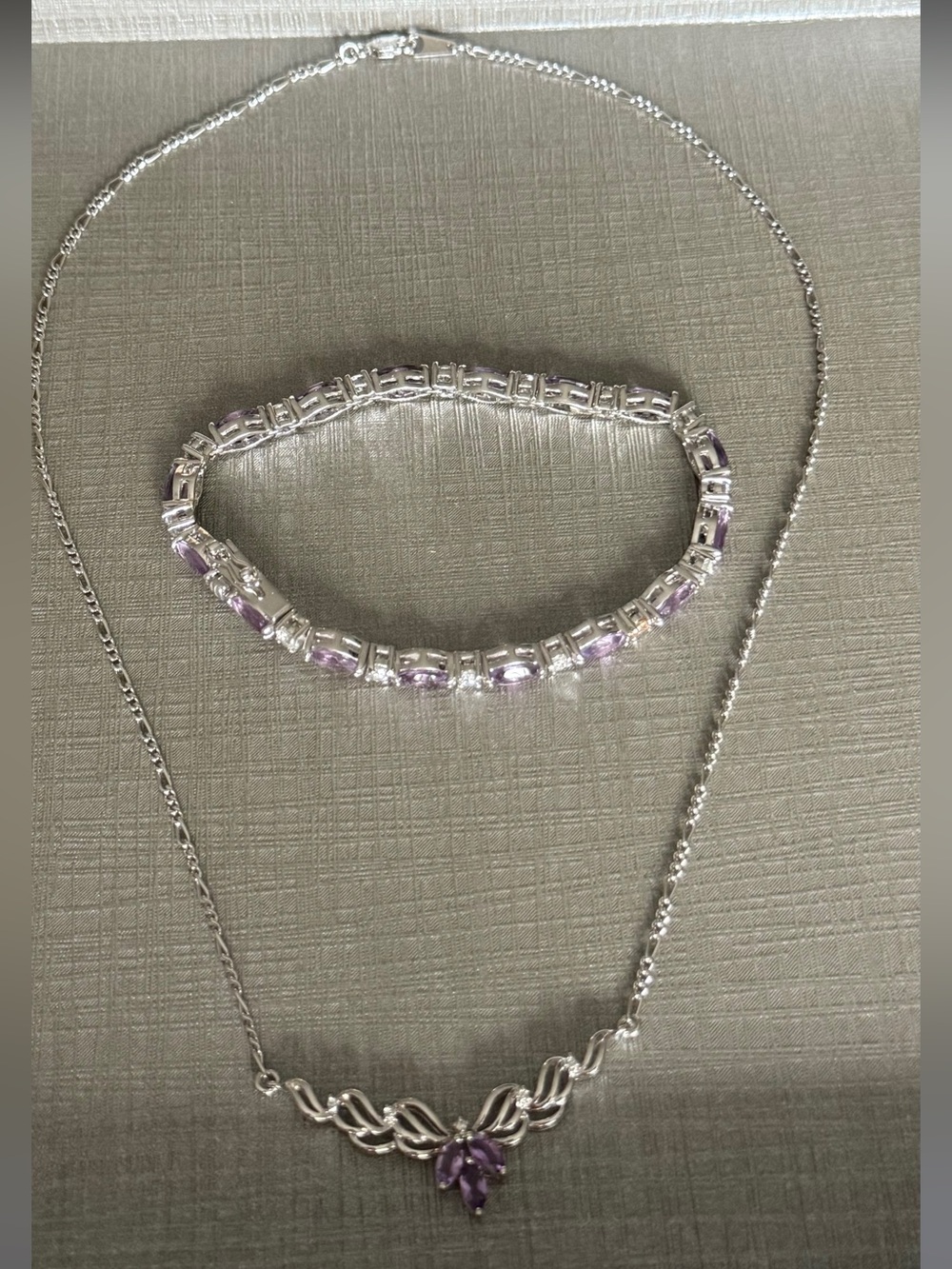 Sterling Silver Necklace with Light Purple Gemstone Pendant